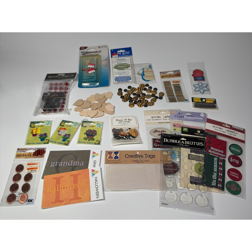 Scrapbooking Supplies Lot Mixed Craft Embellishments Stickers Holiday Wood Bees